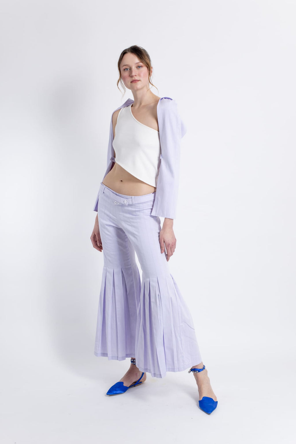 Lilac Ankle Length Pleated Trousers