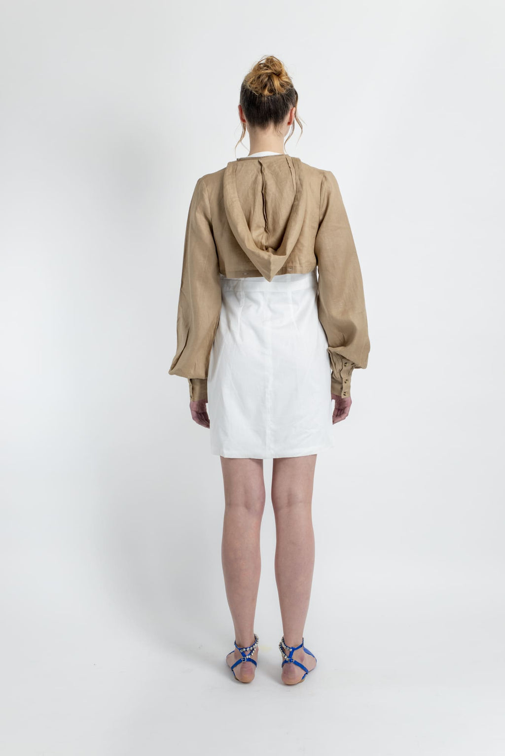 Linen Bolero with Gathered Sleeves