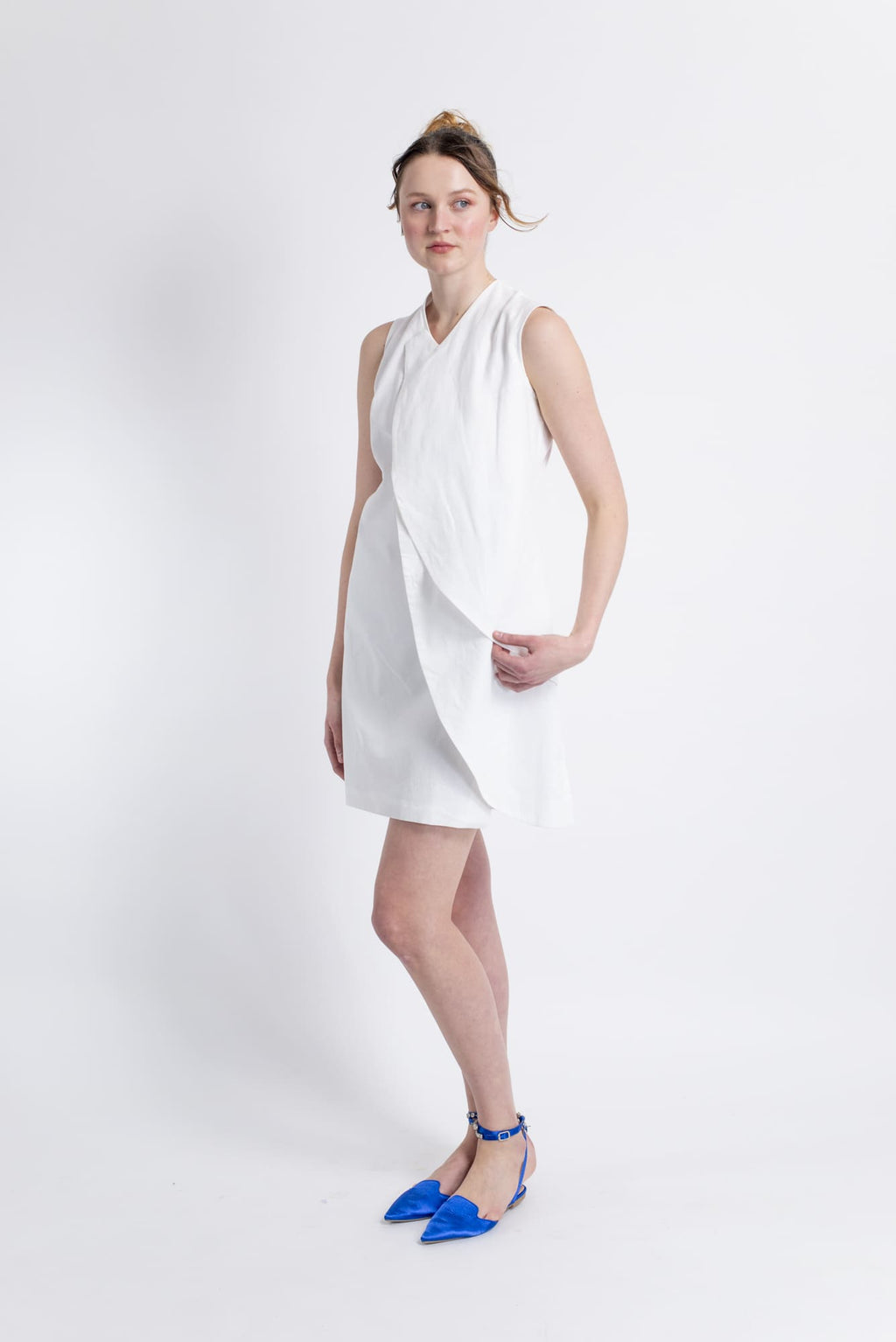 White Multilayered Wrap Dress
