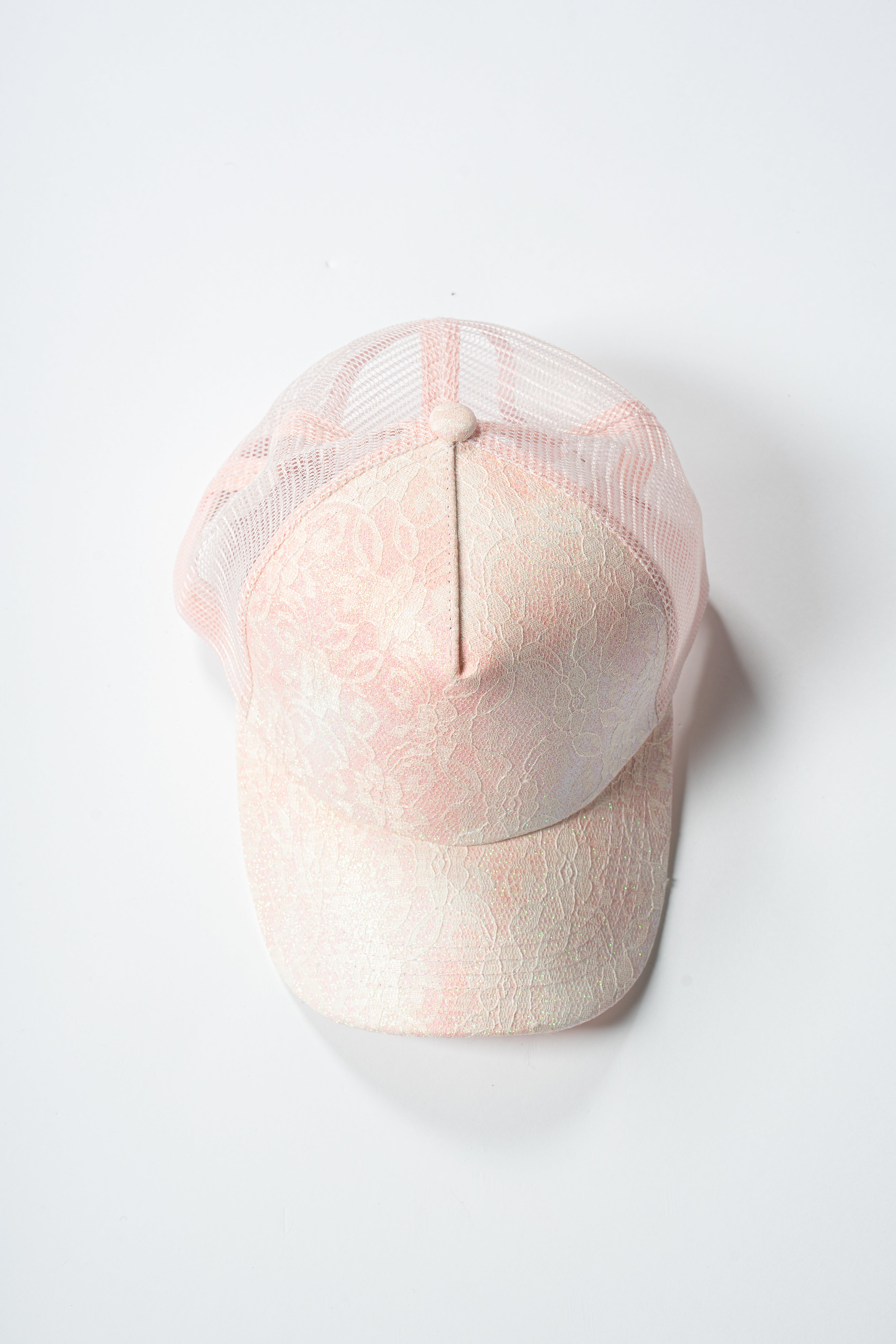 Lace Baseball Cap with Green Sparkles