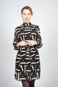 Pleated Midi Dress in Letter Print