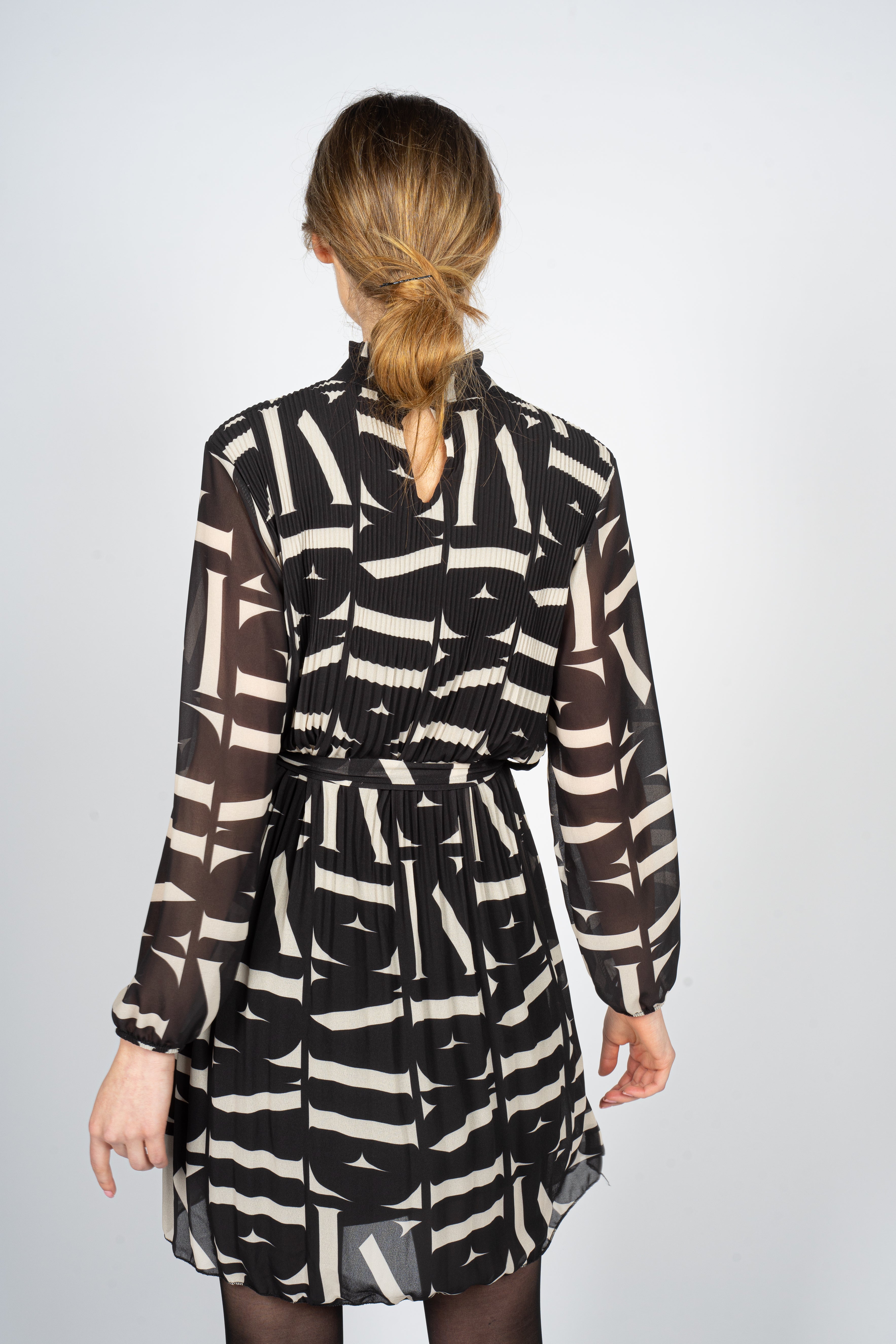 Pleated Midi Dress in Letter Print