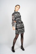 Pleated Midi Dress in Doppler Print