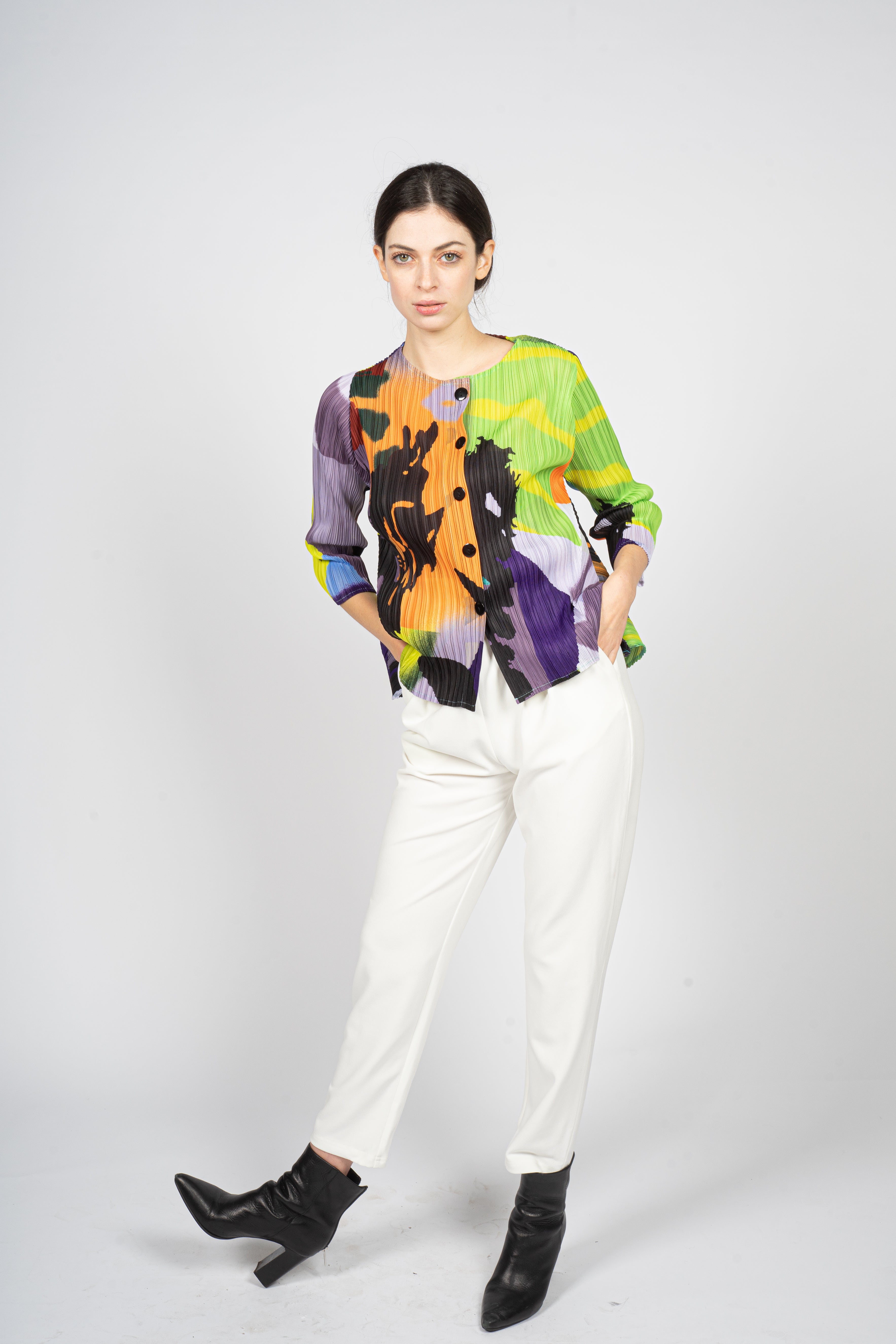 White High Waisted Trousers with Removable Belt