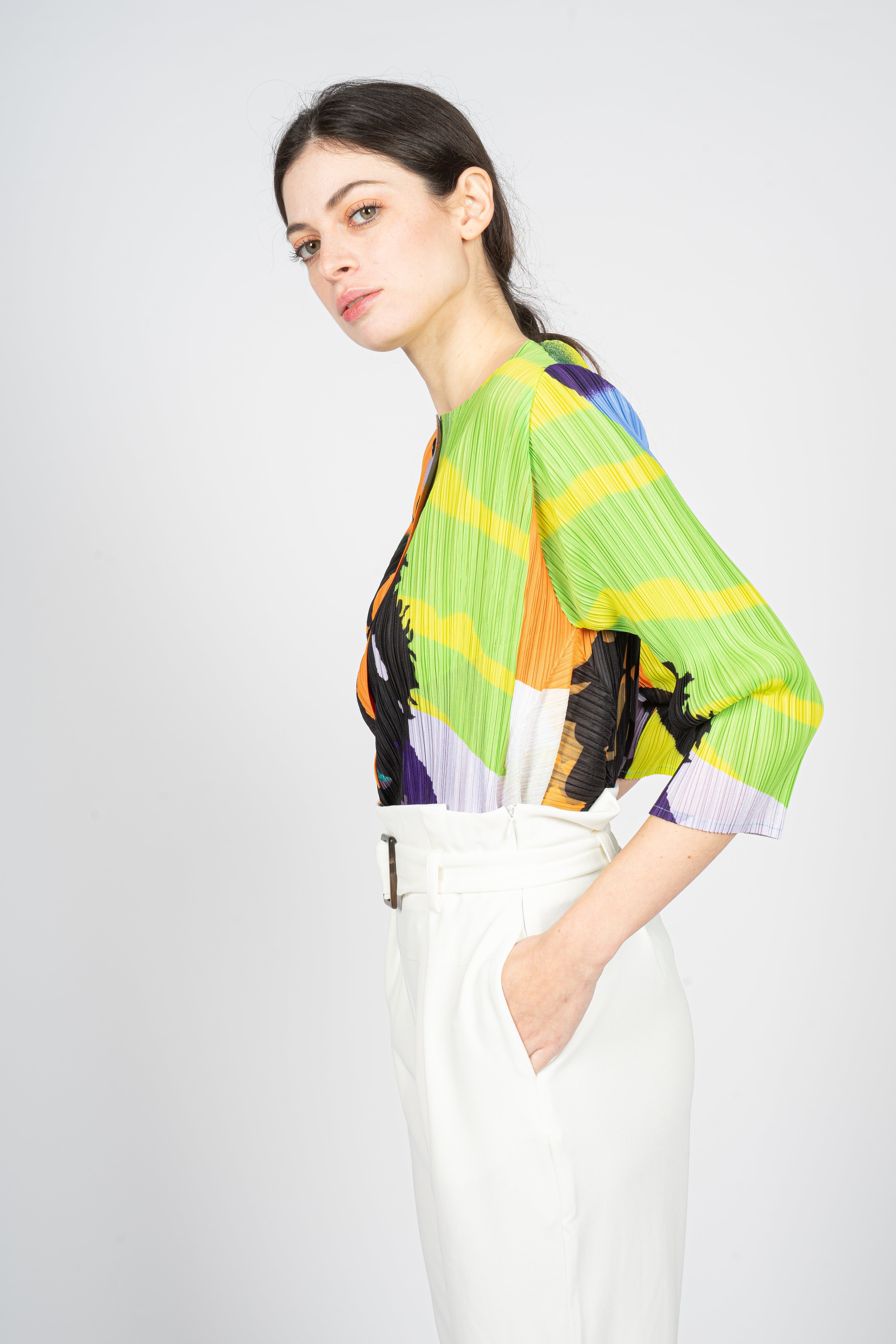 Pleated Cropped Top in Abstract Overall Print