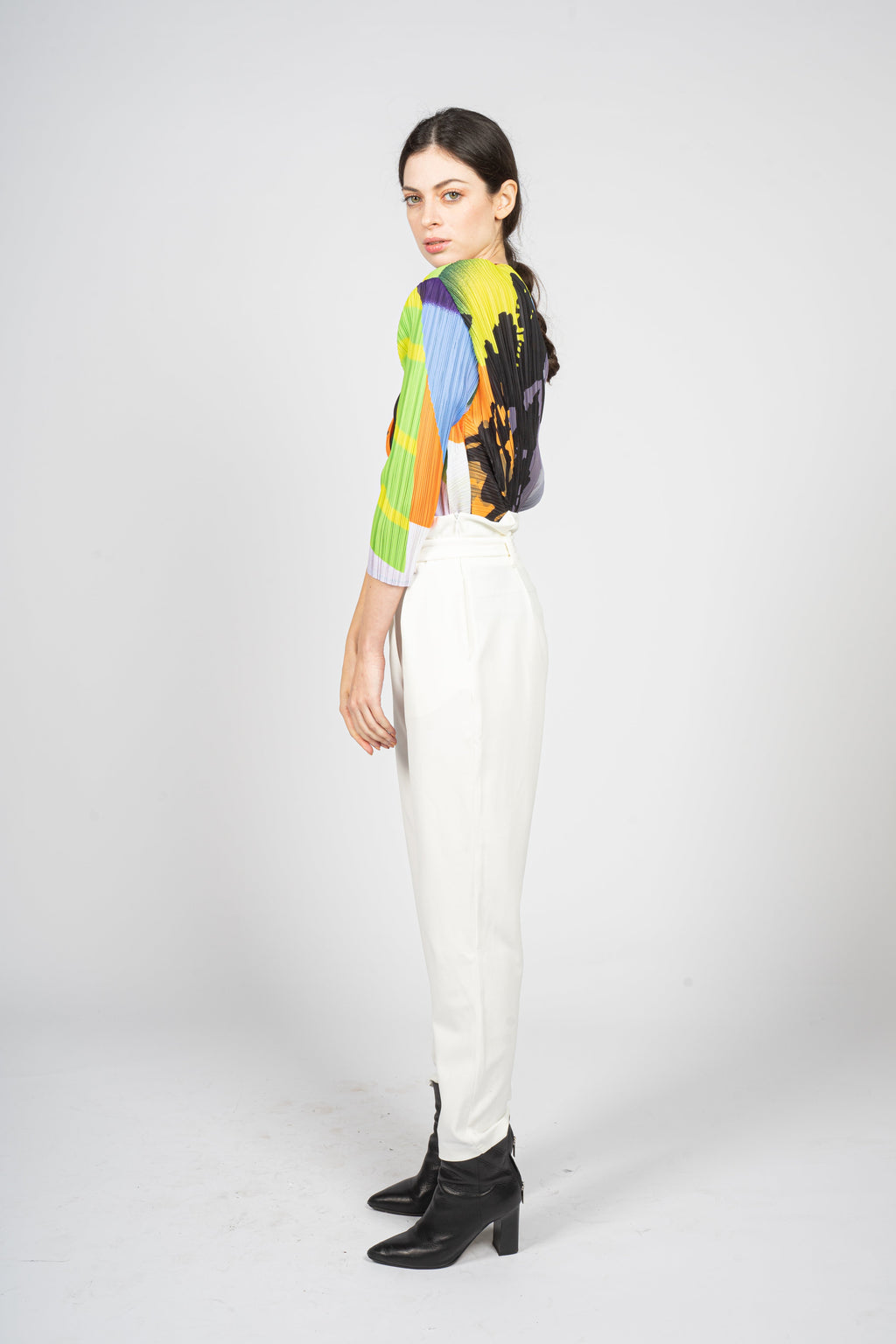 White High Waisted Trousers with Removable Belt