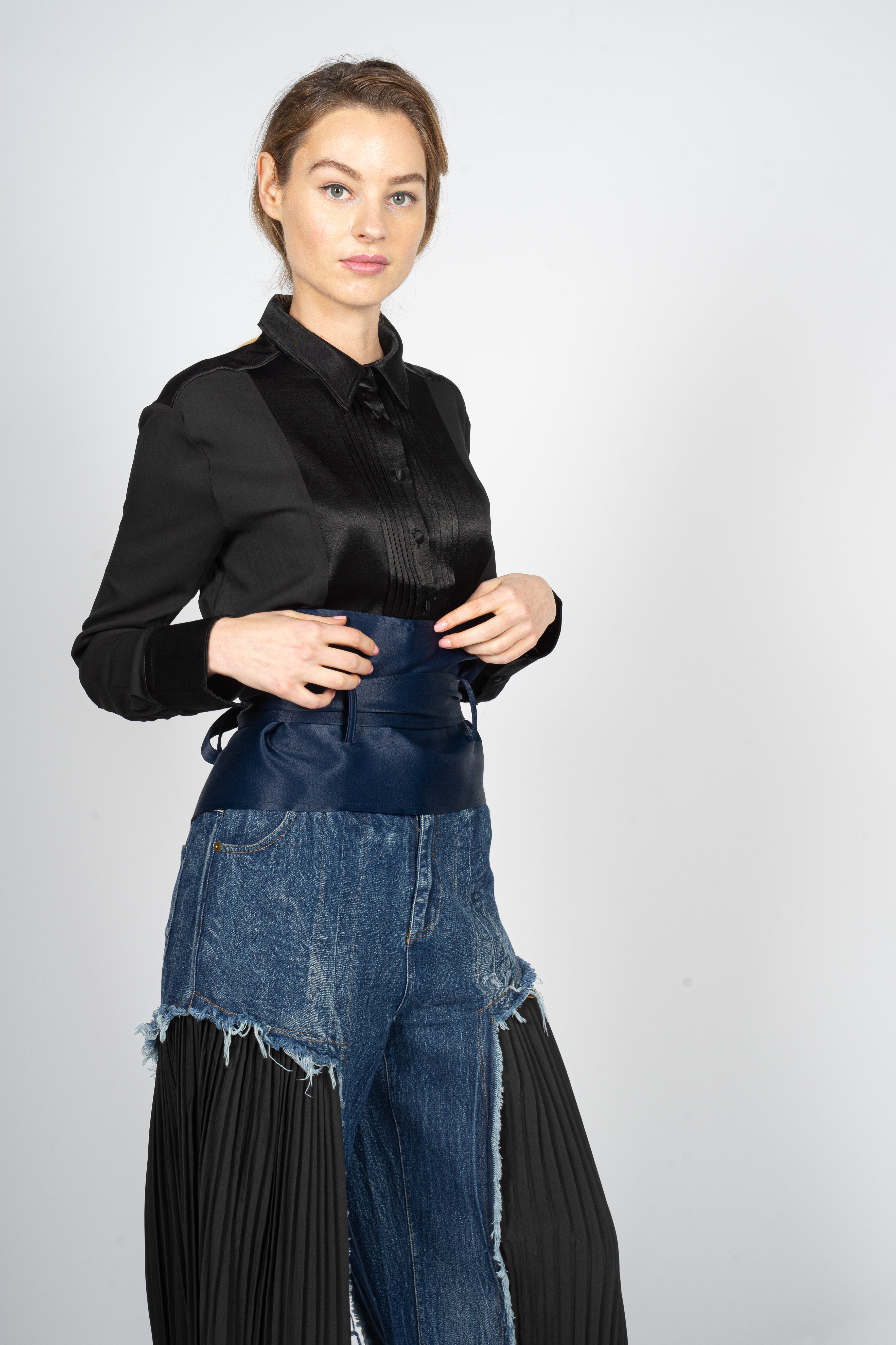 Dark Cerulean Satin Kamarbandh