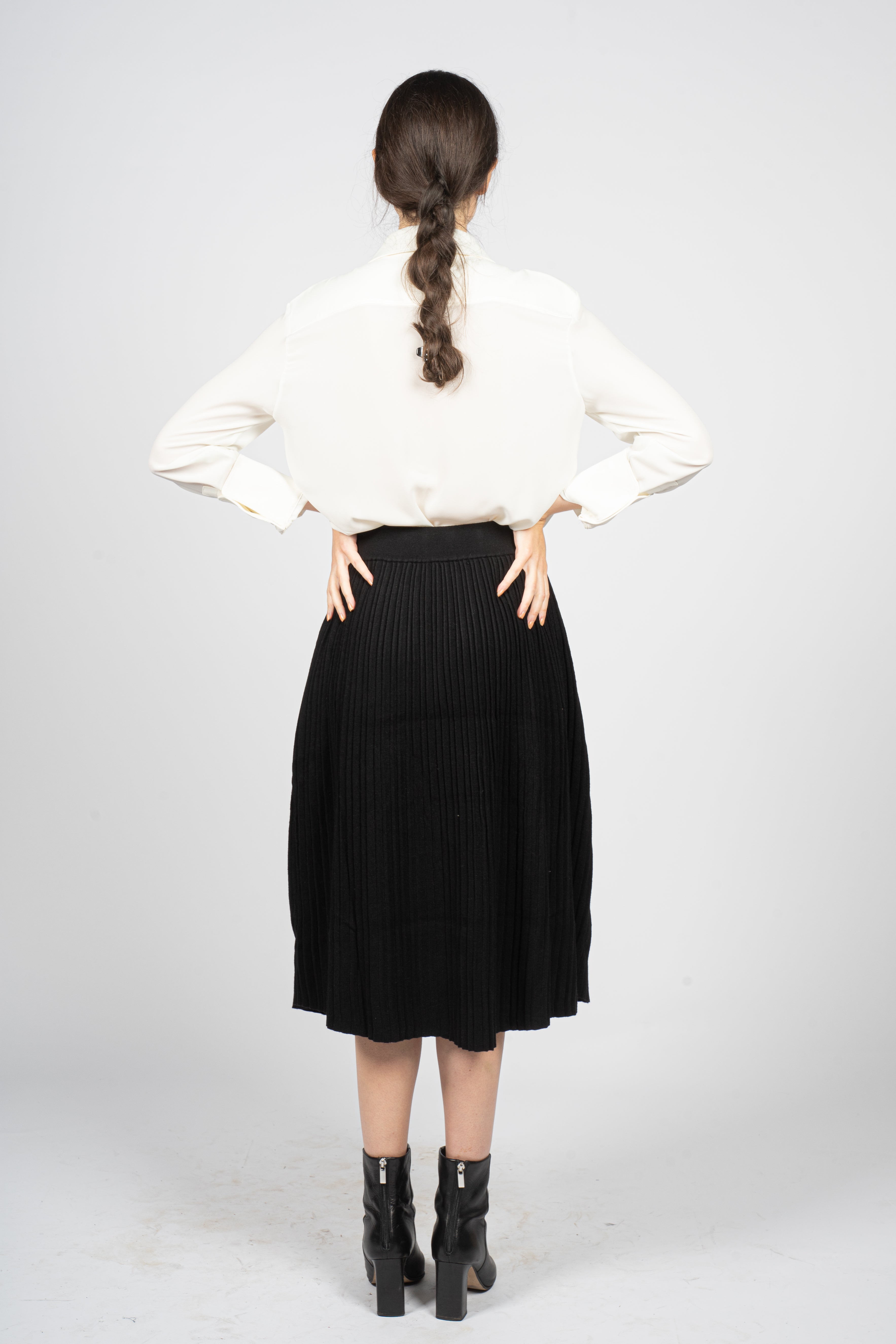 Calf-Length Pleated Skirt