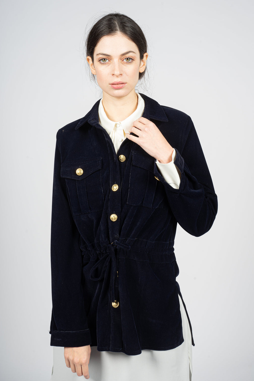 Marine Blue Corduroy Jacket with Waistband