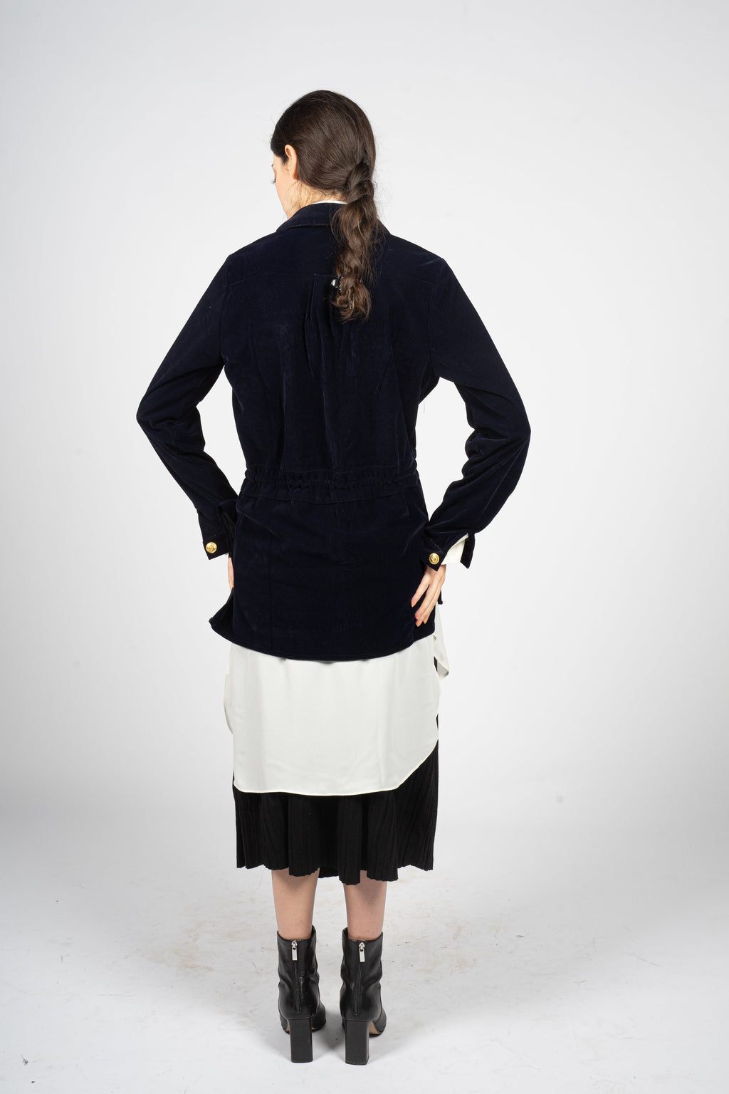 Marine Blue Corduroy Jacket with Waistband