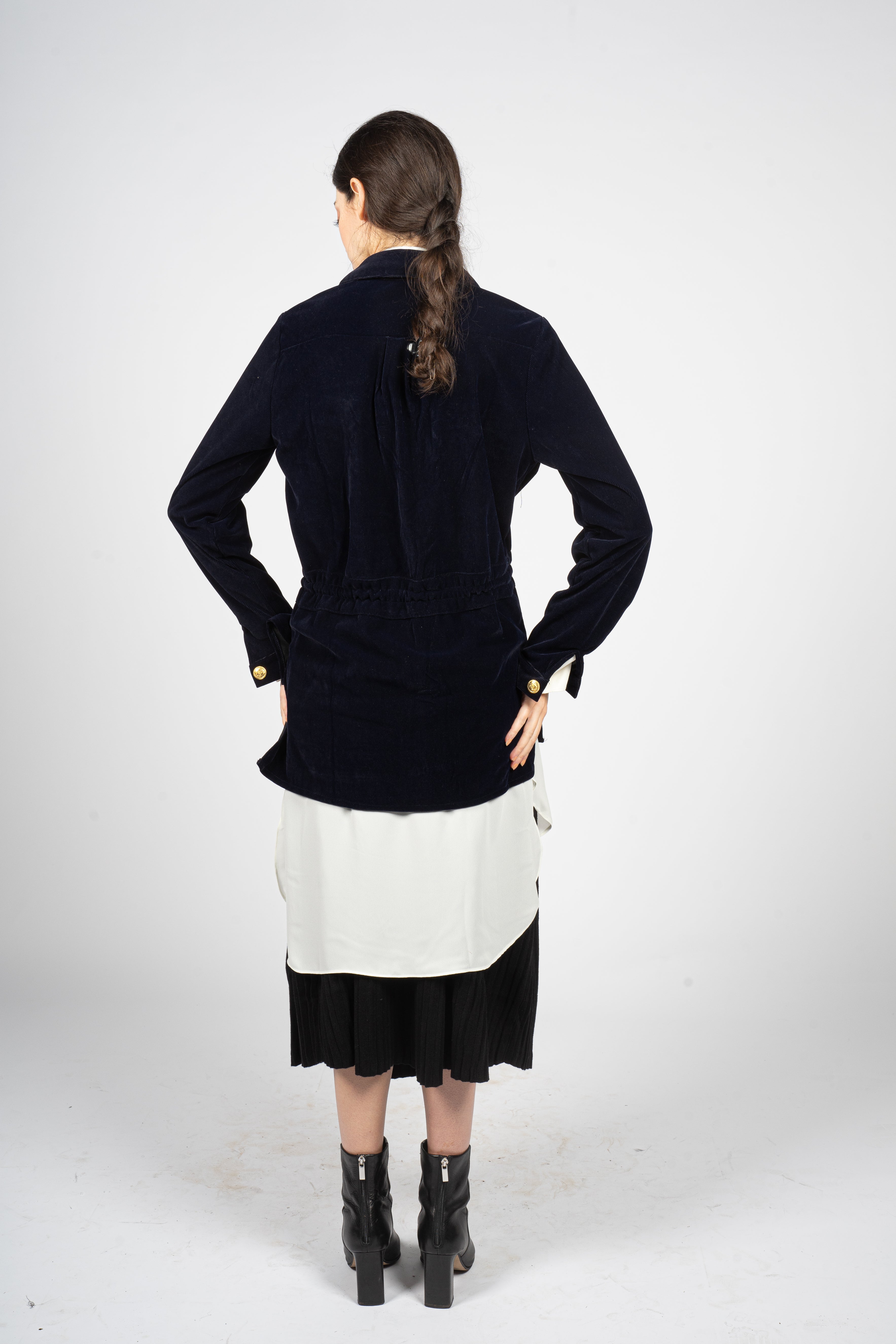 Marine Blue Corduroy Jacket with Waistband