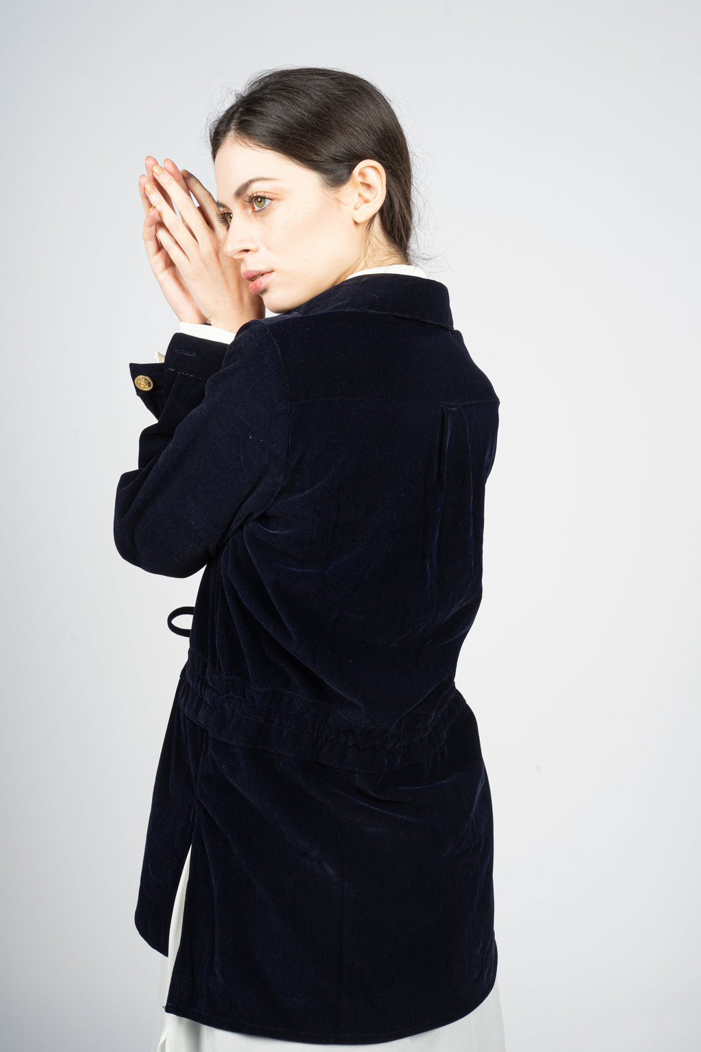 Marine Blue Corduroy Jacket with Waistband