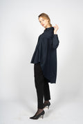 Night Blue Asymmetric Knee-Length Shirt