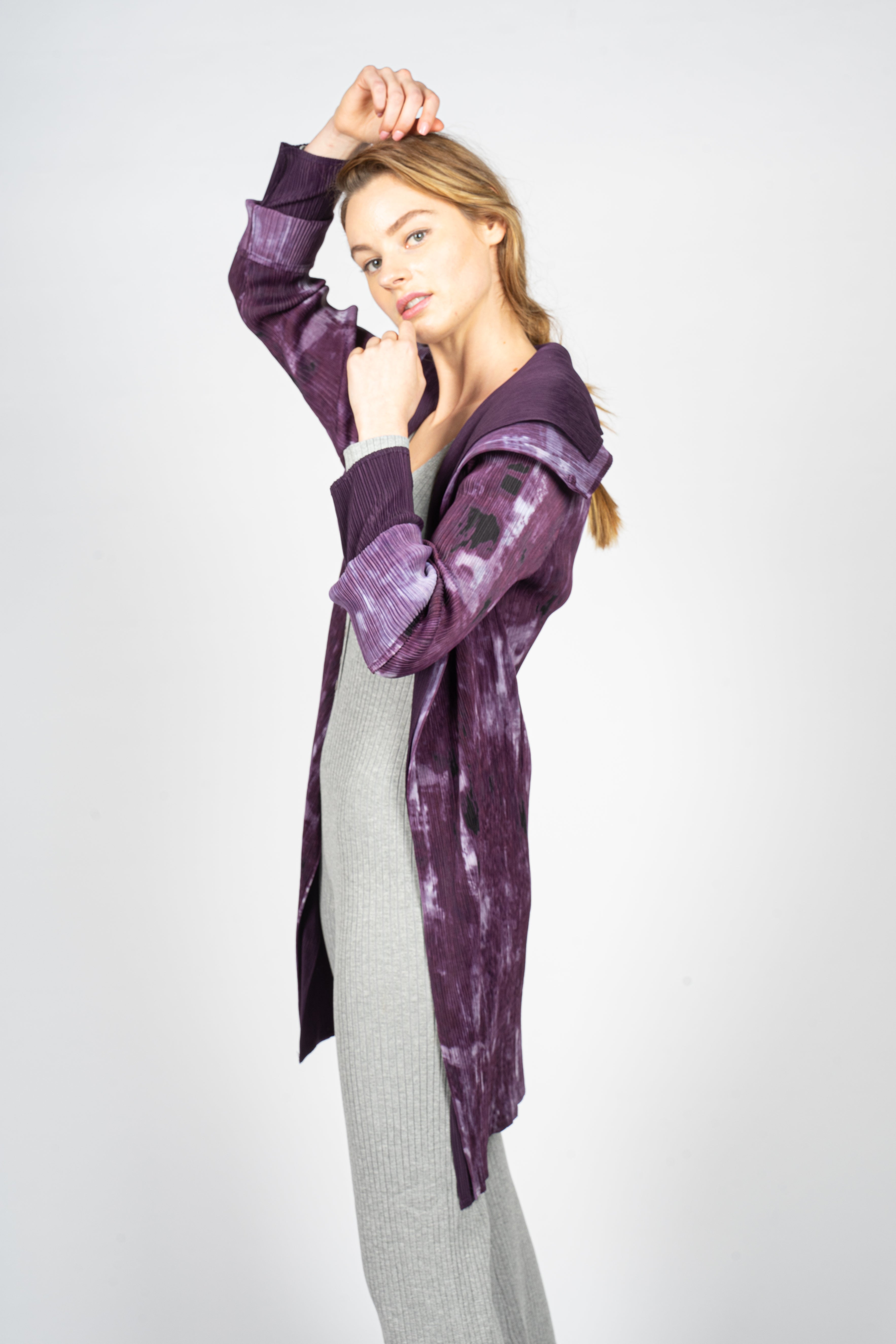 Modular Orchid Print Pleated Vest