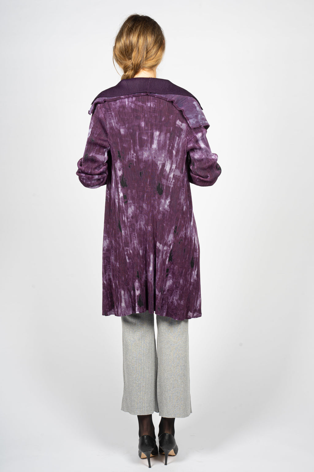 Modular Orchid Print Pleated Vest